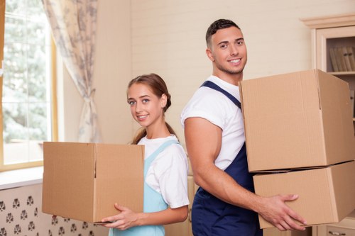 Removals crew carrying out a risk-assessed move in Chelsea